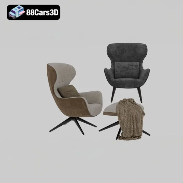 Armchair Mad Joker Contemporary Wingback Chair 3D Model
