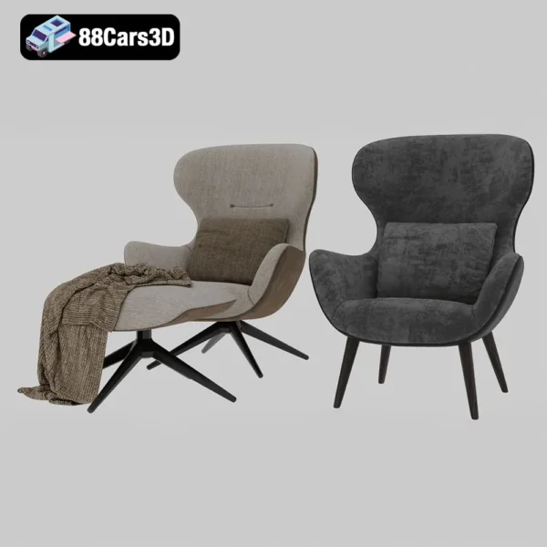 Armchair Mad Joker Contemporary Wingback Chair 3D Model