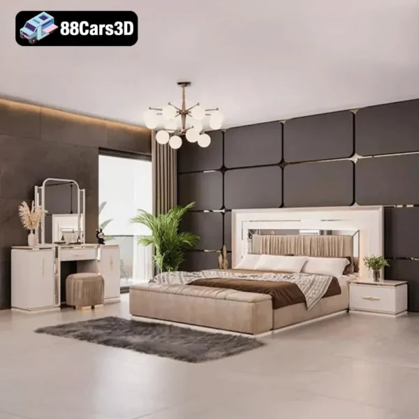 Bed matser-2025-Model 901 – Modern Upholstered Bed 3D Model