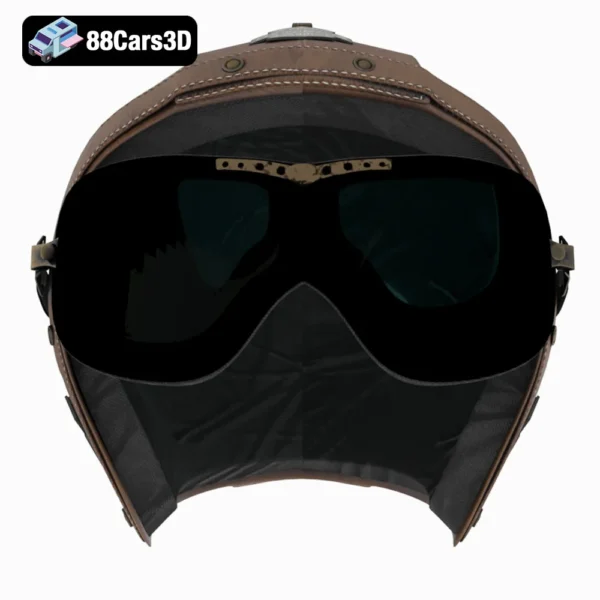 Leather Moto Helmet 3D Model  Vintage Motorcycle Safety Gear Asset