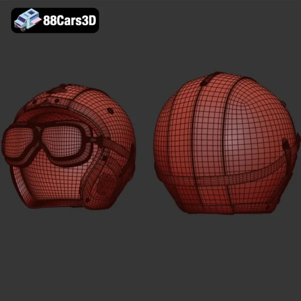 Leather Moto Helmet 3D Model  Vintage Motorcycle Safety Gear Asset