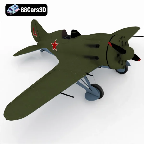 Polikarpov I-16 Soviet Fighter Aircraft 3D Model