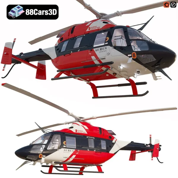 Ansat Aurus Helicopter Luxury Twin-Engine Utility Helicopter 3D Model