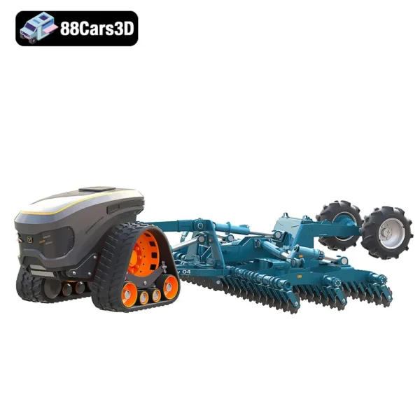 Autonomous Tractor and Plow 3D Model Precision Farm Equipment