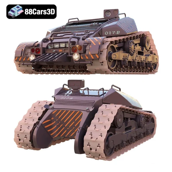 Futuristic Tracked Combat Vehicle Sci-Fi Military Ground Unit 3D Model