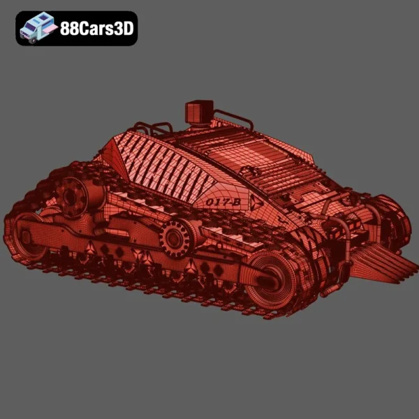 Futuristic Tracked Combat Vehicle Sci-Fi Military Ground Unit 3D Model
