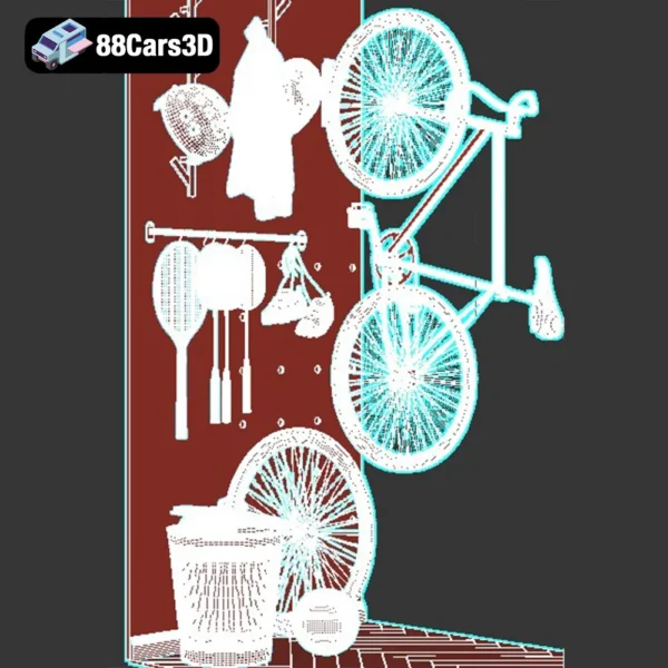 Sports Equipment Wall Storage 3D Model