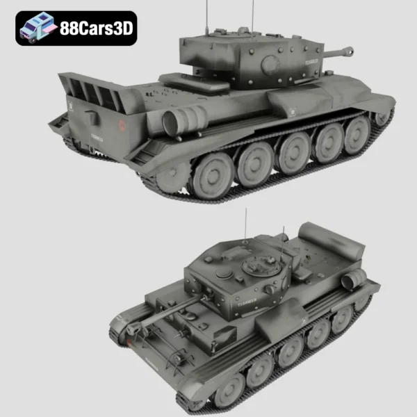 Cromwell - British medium cruiser tank-006 Cromwell British Medium Cruiser Tank 3D Model WWII Armoured