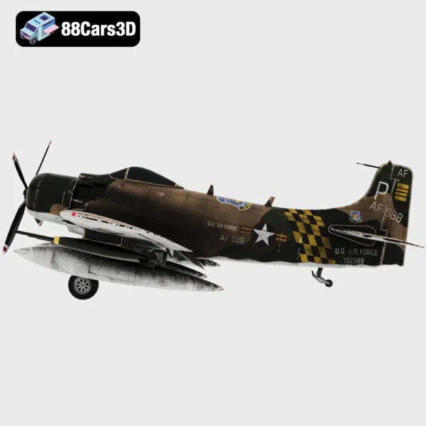Douglas A 1 Skyraider Classic Attack Aircraft 3D Model