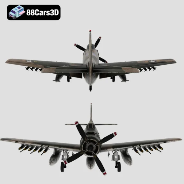 Douglas A 1 Skyraider Classic Attack Aircraft 3D Model