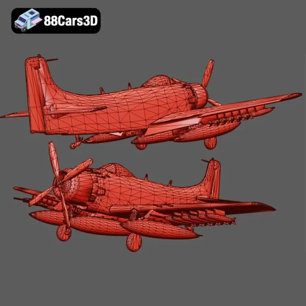 Douglas A 1 Skyraider Classic Attack Aircraft 3D Model