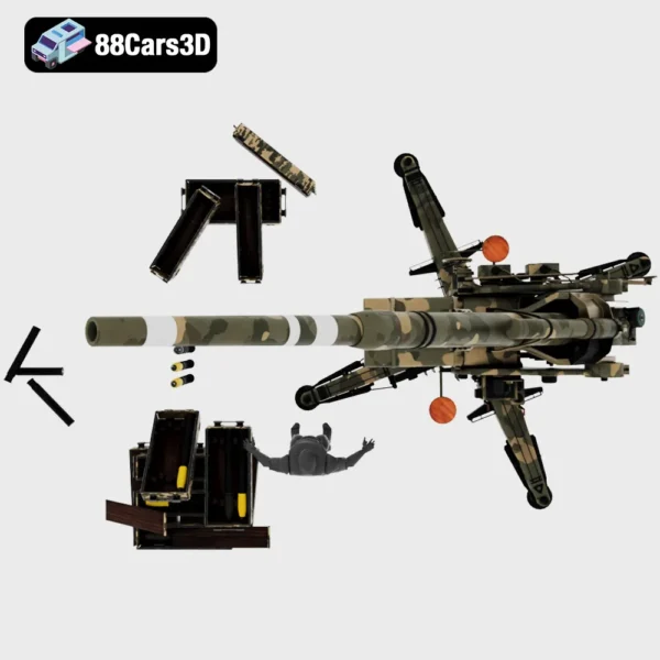 Flak 88 mm Anti Aircraft Gun WWII Military Artillery 3D Model