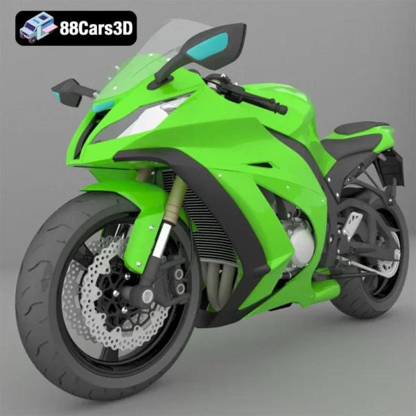 Kawasaki ZX-10R Supersport Motorcycle 3D Model