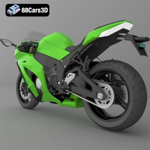 Kawasaki ZX-10R Supersport Motorcycle 3D Model