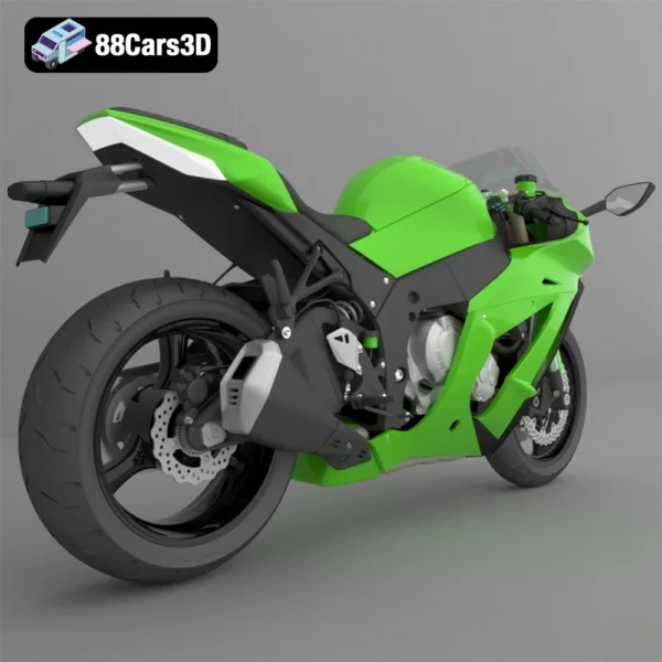 Kawasaki ZX-10R Supersport Motorcycle 3D Model
