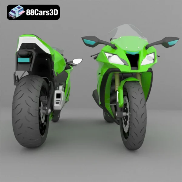 Kawasaki ZX-10R Supersport Motorcycle 3D Model