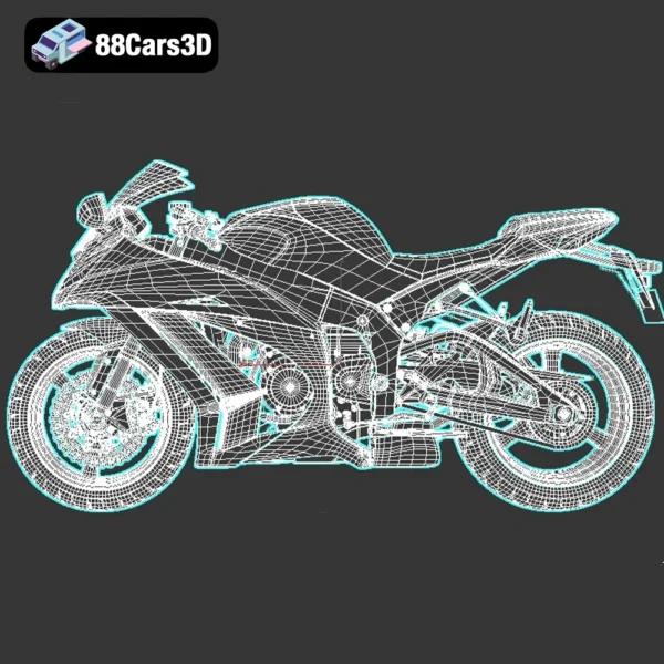 Kawasaki ZX-10R Supersport Motorcycle 3D Model