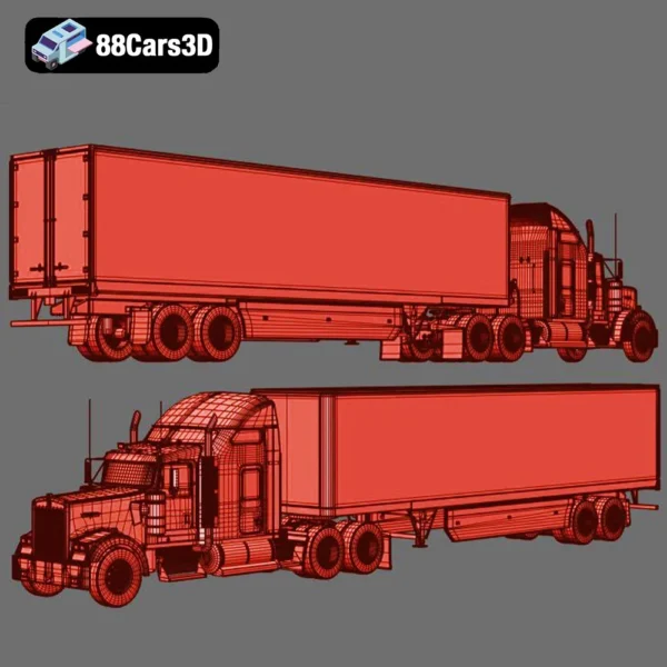 Kenworth K900 New Year-006 Kenworth K900 New Year American Semi-Truck 3D Model
