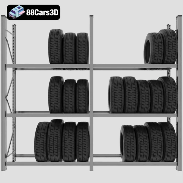 Tire Rack-002 Tire Rack 3D Model Garage Storage & Workshop Organization Asset
