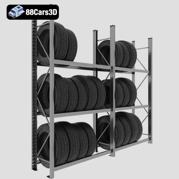 Tire Rack-003 Tire Rack 3D Model Garage Storage & Workshop Organization Asset