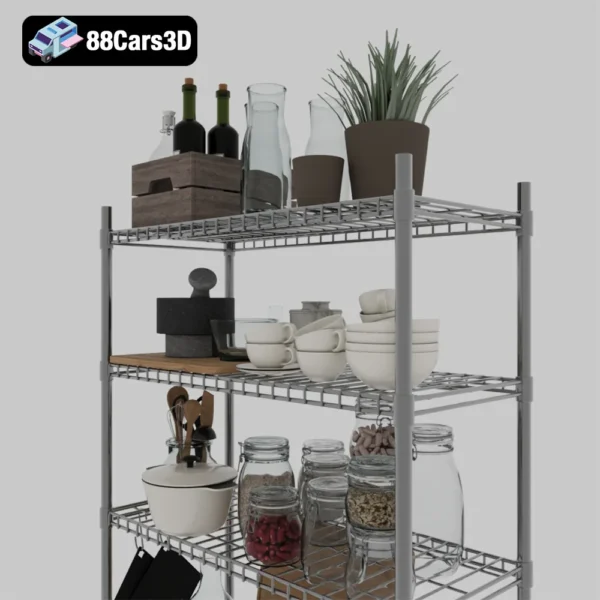 omar_003 5-Tier Storage Shelf with Wheels 3D Model