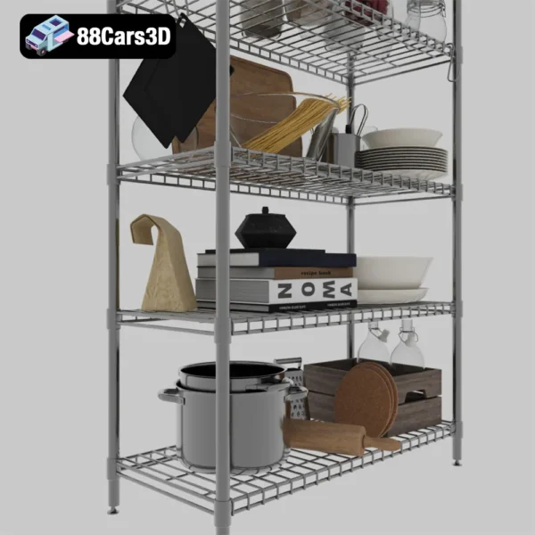 omar_004 5-Tier Storage Shelf with Wheels 3D Model