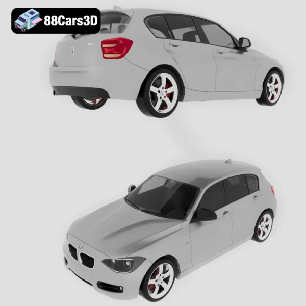 BMW 1 Series 5 Door 2011 3D Model Compact Hatchback for Simulation