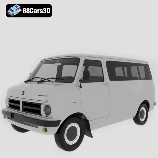 Bedford CF Mk1 Minibus 1972 3D Model Classic British Van for Simulation