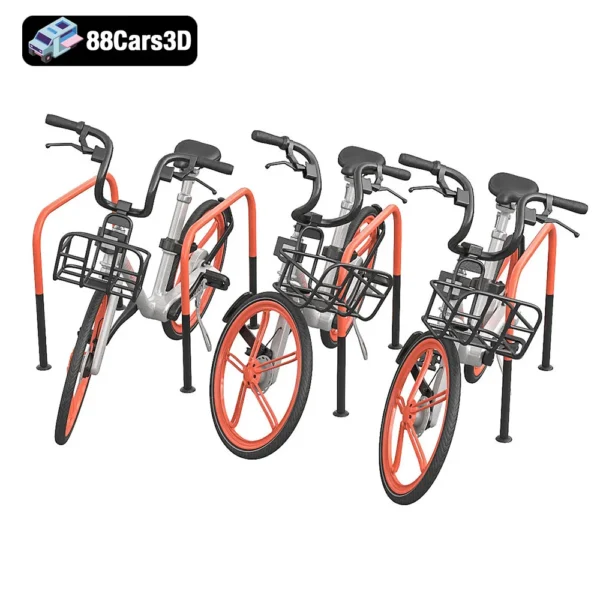 Bicycles in the parking area-002 Bicycles in the Parking Area 3D Model Realistic Urban Scene