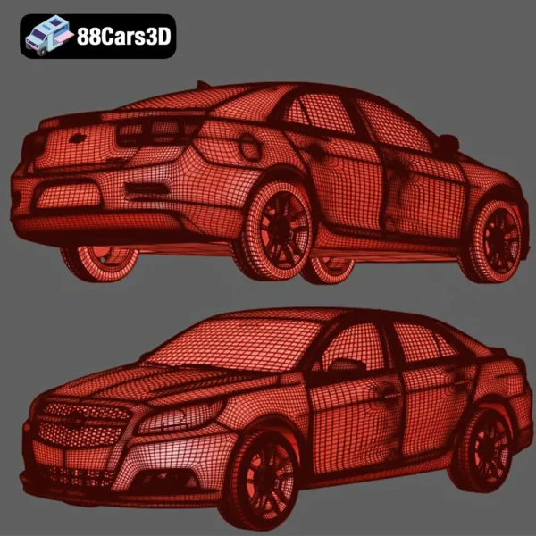 Chevrolet Malibu 2013 3D Model with HQ Interior Mid-Size Sedan Asset