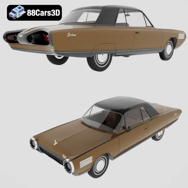 Chrysler Turbine 1963 3D Model  Experimental Jet Powered Concept Car
