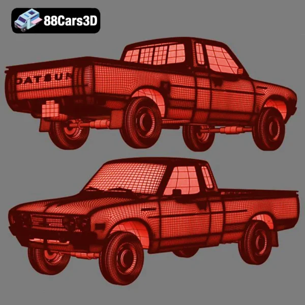 Datsun 620 KingCab 3D Model Classic Pickup for Simulation & Rendering