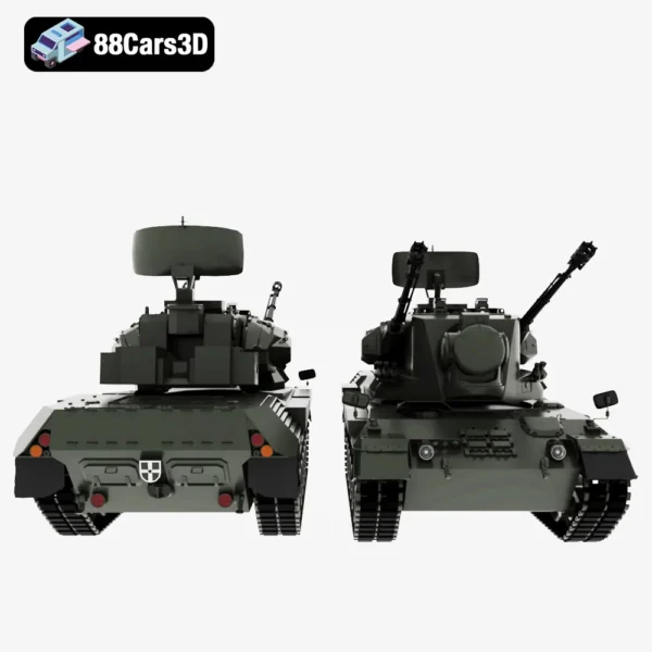 FlakPz 2 Gepard 1A2 2006-006 FlakPz 2 Gepard 1A2 2006 3D Model Self Propelled Anti Aircraft Tank for Military