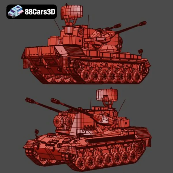 FlakPz 2 Gepard 1A2 2006-008 FlakPz 2 Gepard 1A2 2006 3D Model Self Propelled Anti Aircraft Tank for Military