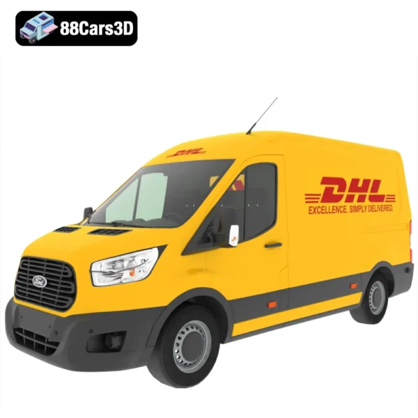 Ford Transit DHL 2013 3D Model Delivery Van with Logistics Livery