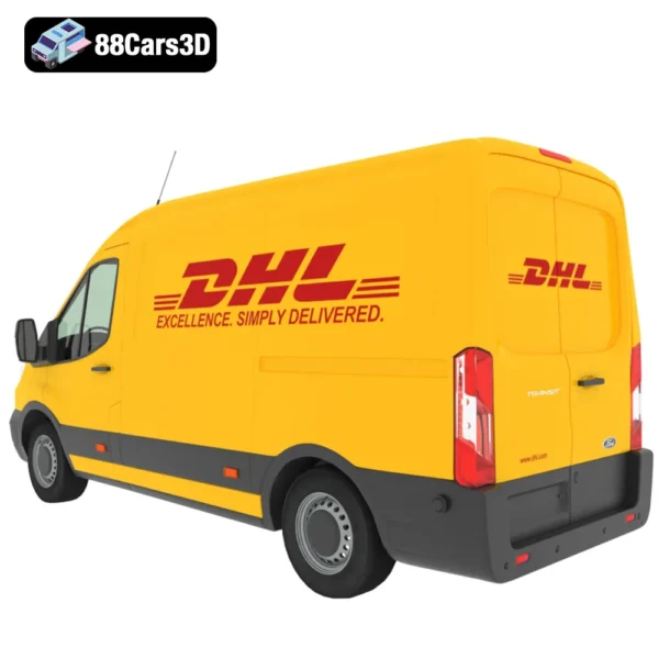 Ford Transit DHL 2013 3D Model Delivery Van with Logistics Livery
