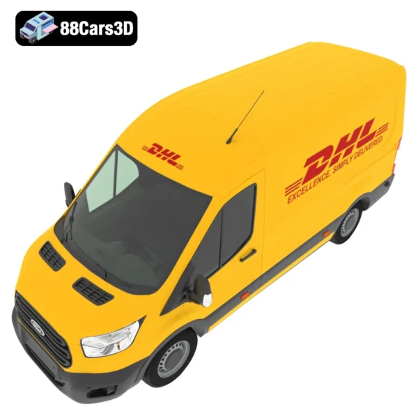 Ford Transit DHL 2013 3D Model Delivery Van with Logistics Livery