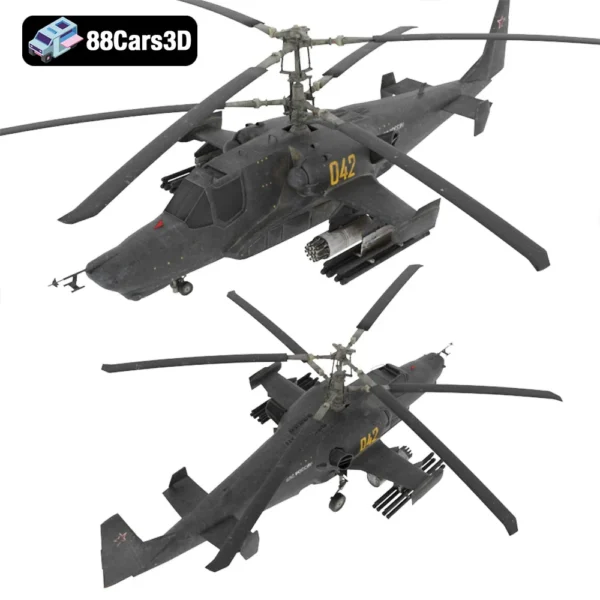 Ka 50 Helicopter 3D Model Russian Attack Helicopter