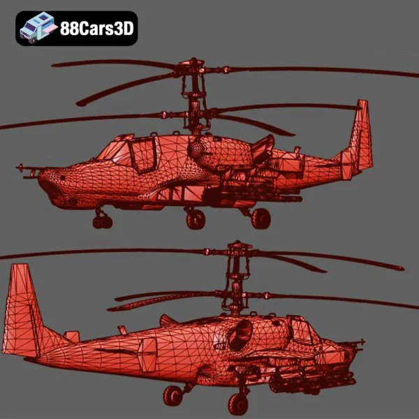 Ka 50 Helicopter 3D Model Russian Attack Helicopter