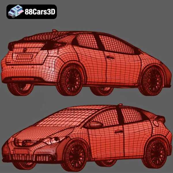 Honda Civic 2012 3D Model Compact Sedan Asset