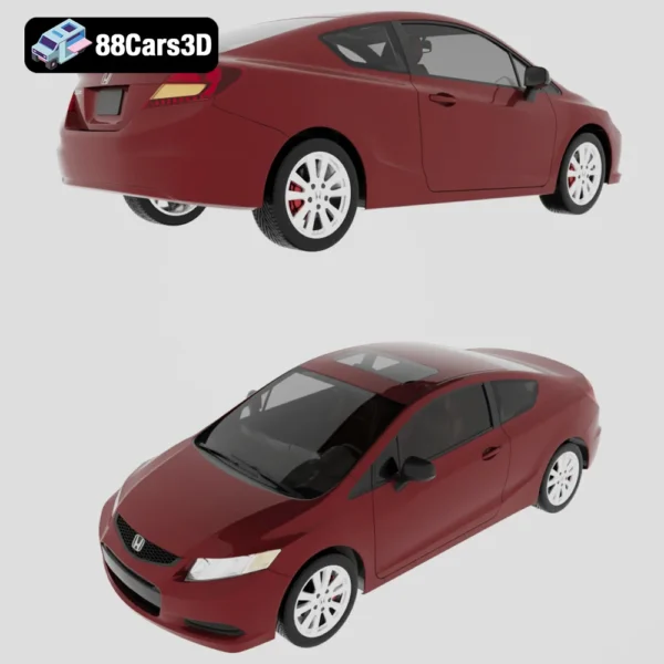 Honda Civic Coupe 2012 3D Model Compact Sporty 2 Door Car