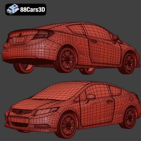 Honda Civic Coupe 2012 3D Model Compact Sporty 2 Door Car