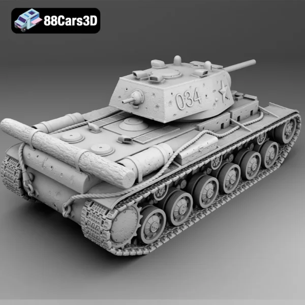 KV-061-008 KV 1 Tank 3D Model Classic Soviet Heavy Tank