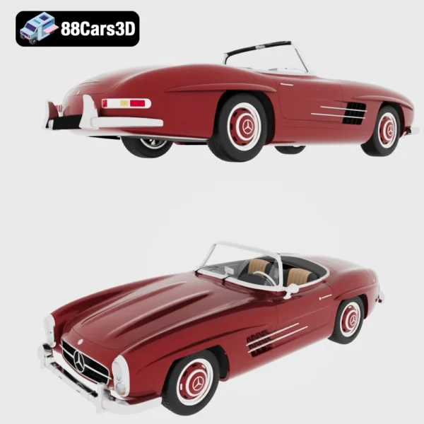 Mercedes Benz 300 SL W198 II 1957 3D Model Classic Gullwing Roadster with HQ Interior