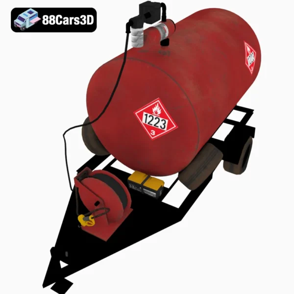 Mobile Gas Tank Game Asset Low-poly-004 Mobile Gas Tank 3D Model Game-Ready Fuel Transport Asset