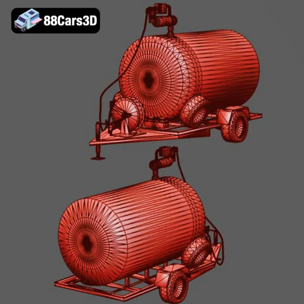 Mobile Gas Tank Game Asset Low-poly-007 Mobile Gas Tank 3D Model Game-Ready Fuel Transport Asset