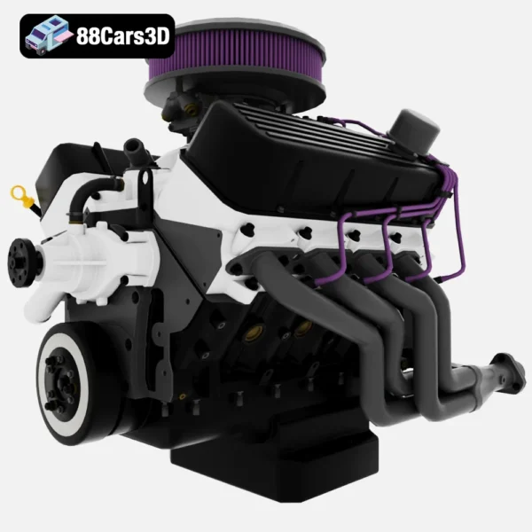 V8 Muscle Car Engine 3D Model Muscle Engine Four for Vehicle Builds