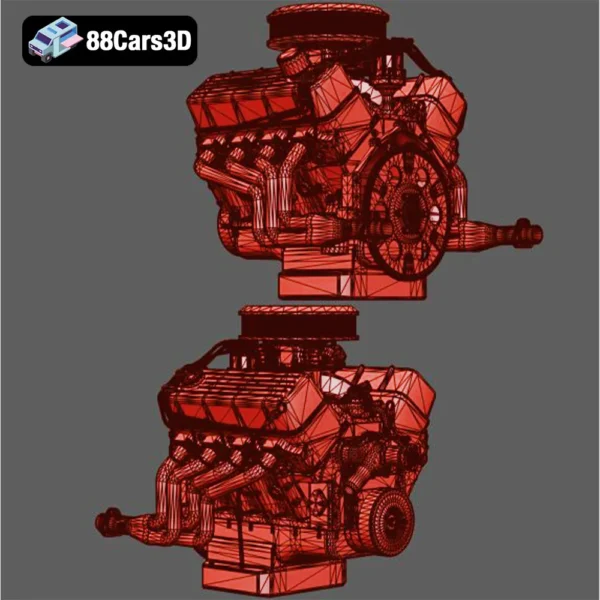 V8 Muscle Car Engine 3D Model Muscle Engine Four for Vehicle Builds