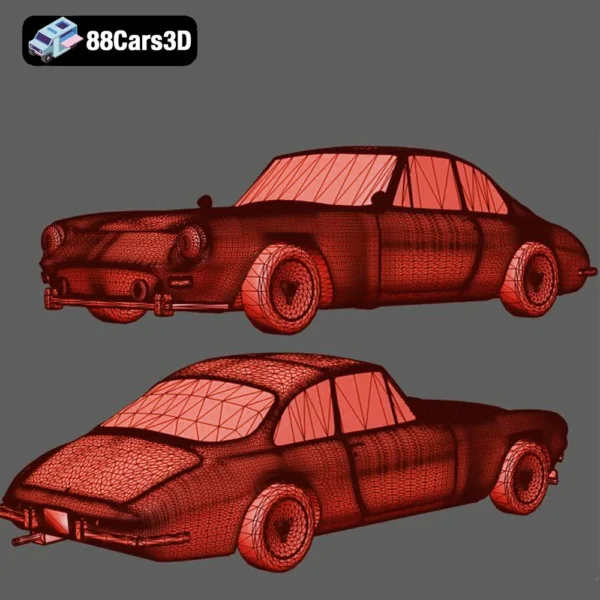 Old Ferrari Game Asset -007 Old Ferrari 3D Model Classic Sports Car Game Asset