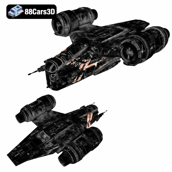 Razor Crest - Low Poly-006 Razor Crest 3D Model Starship Asset for Sci-Fi Rendering